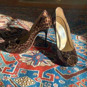 Jimmy Choo Animal Print Peep Toe Pumps